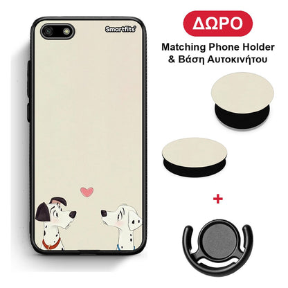 Dalmatians Love - Huawei Y5 2018 / Honor 7S θήκη + Δώρο Phone Holder & Βάση Αυτοκινήτου