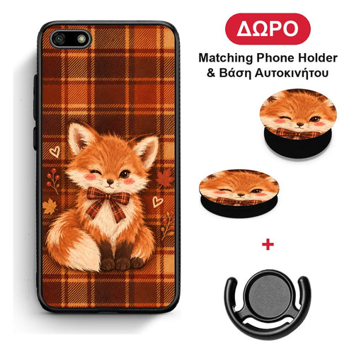 Fox on Autumn Tartan - Huawei Y5 2018 / Honor 7S θήκη + Δώρο Phone Holder & Βάση Αυτοκινήτου