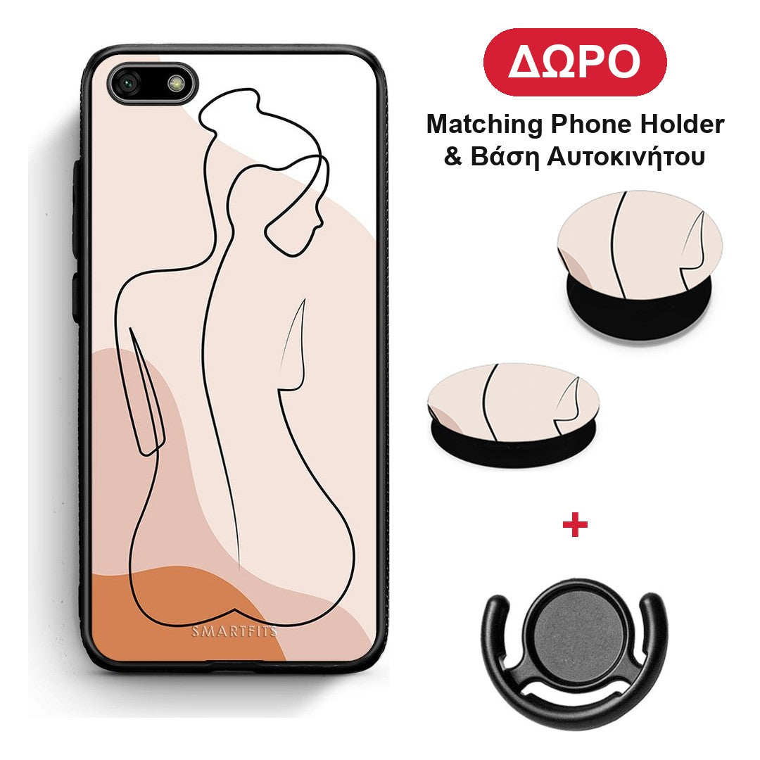 LineArt Woman - Huawei Y5 2018 / Honor 7S θήκη + Δώρο Phone Holder & Βάση Αυτοκινήτου