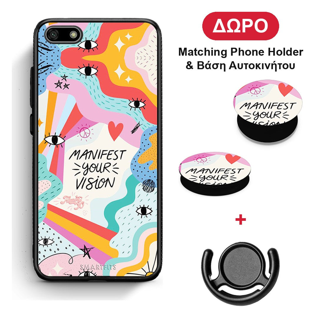 Manifest Your Vision - Huawei Y5 2018 / Honor 7S θήκη + Δώρο Phone Holder & Βάση Αυτοκινήτου