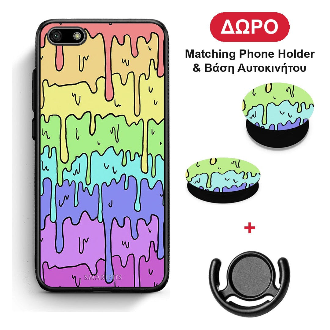 Melting Rainbow - Huawei Y5 2018 / Honor 7S θήκη + Δώρο Phone Holder & Βάση Αυτοκινήτου