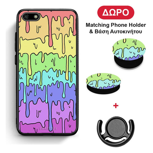 Melting Rainbow - Huawei Y5 2018 / Honor 7S θήκη + Δώρο Phone Holder & Βάση Αυτοκινήτου