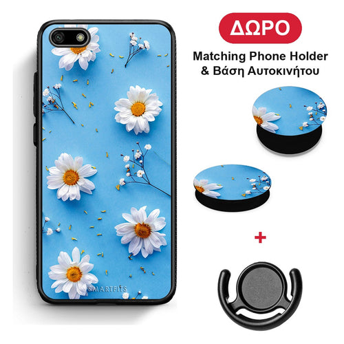 Real Daisies - Huawei Y5 2018 / Honor 7S θήκη + Δώρο Phone Holder & Βάση Αυτοκινήτου