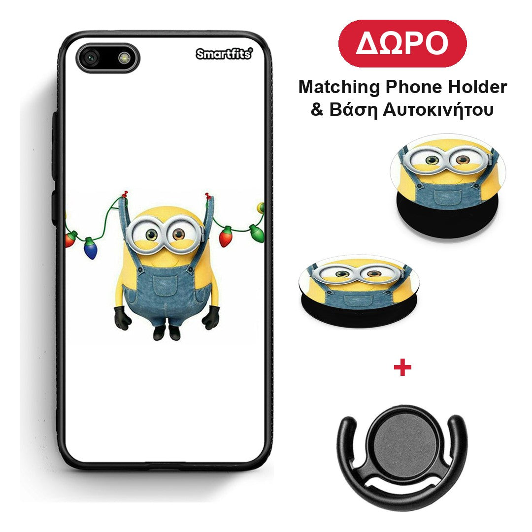Xmas Minion Lights - Huawei Y5 2018 / Honor 7S θήκη + Δώρο Phone Holder & Βάση Αυτοκινήτου