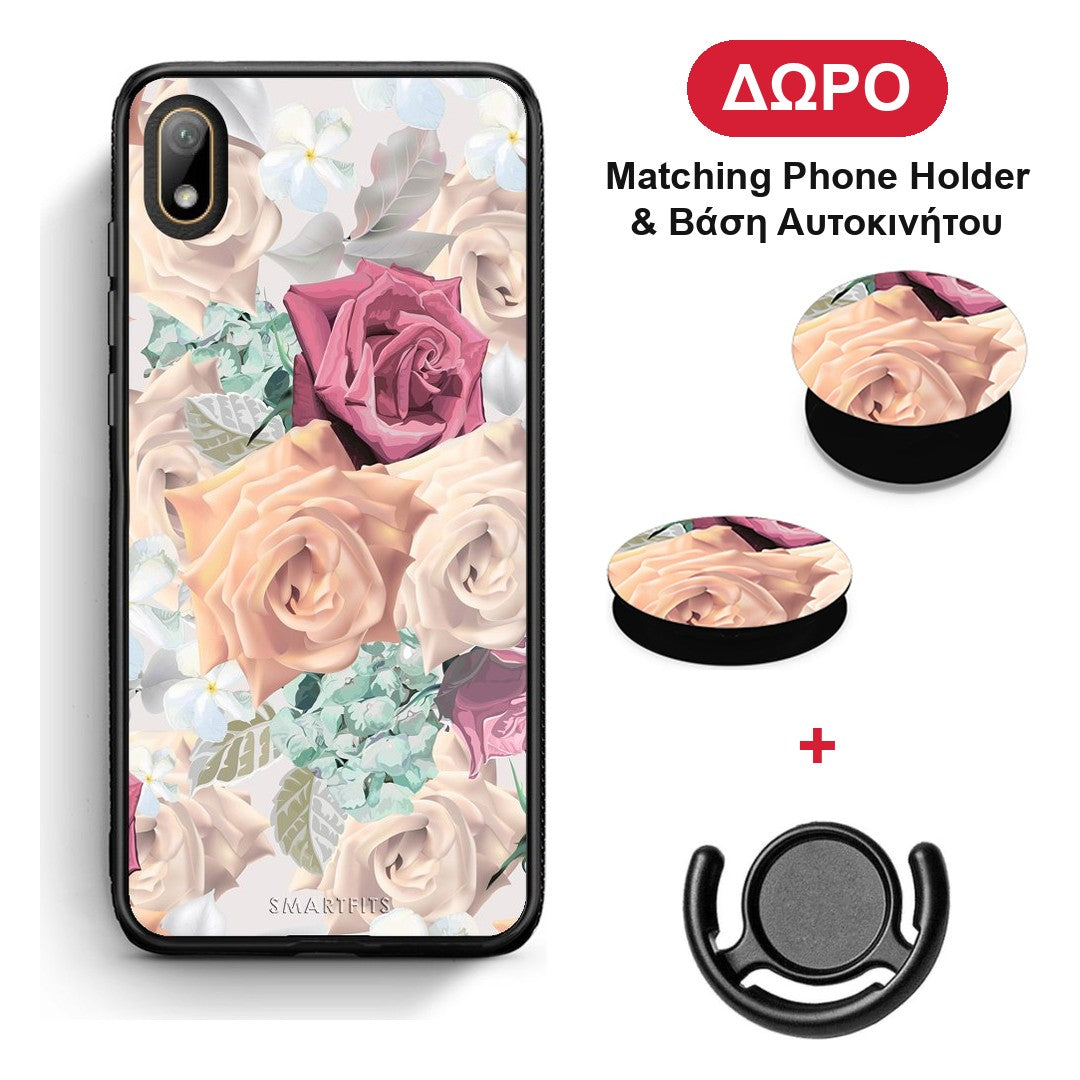 Floral Bouquet - Huawei Y5 2019 θήκη + Δώρο Phone Holder & Βάση Αυτοκινήτου