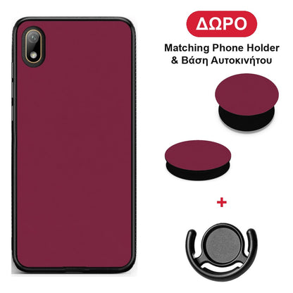 Burgundy - Huawei Y5 2019 θήκη + Δώρο Phone Holder & Βάση Αυτοκινήτου