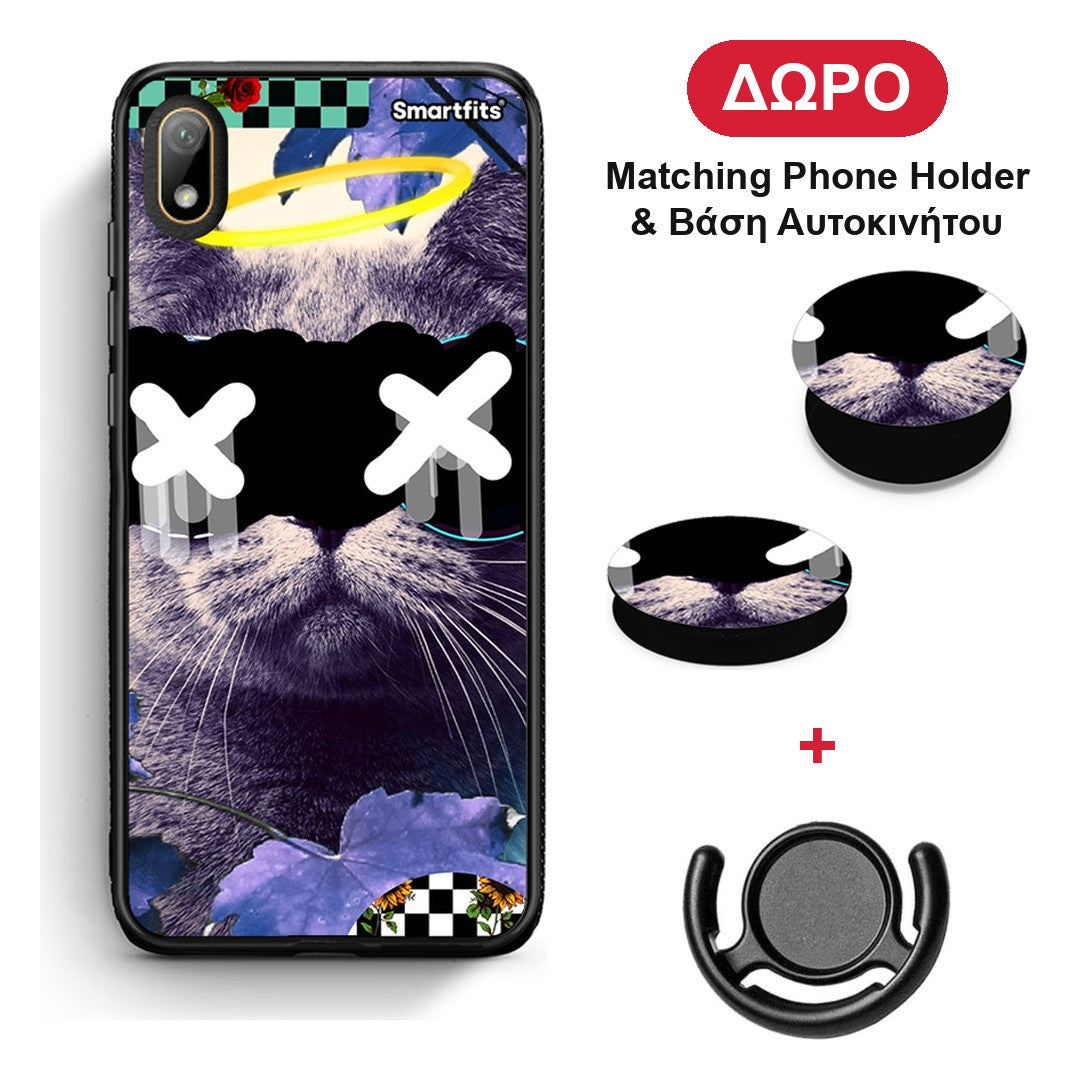 Cat Collage - Huawei Y5 2019 θήκη + Δώρο Phone Holder & Βάση Αυτοκινήτου