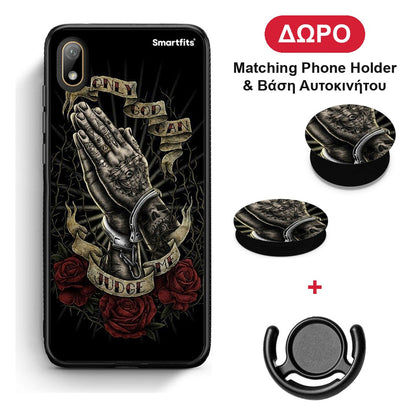 Judge By God - Huawei Y5 2019 θήκη + Δώρο Phone Holder & Βάση Αυτοκινήτου