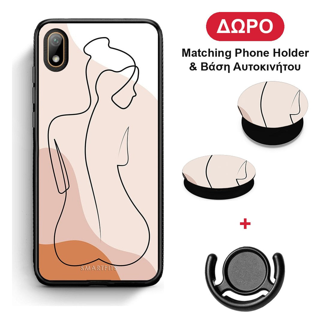 LineArt Woman - Huawei Y5 2019 θήκη + Δώρο Phone Holder & Βάση Αυτοκινήτου
