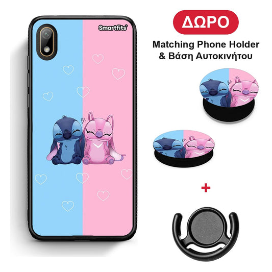 Stitch And Angel - Huawei Y5 2019 θήκη + Δώρο Phone Holder & Βάση Αυτοκινήτου