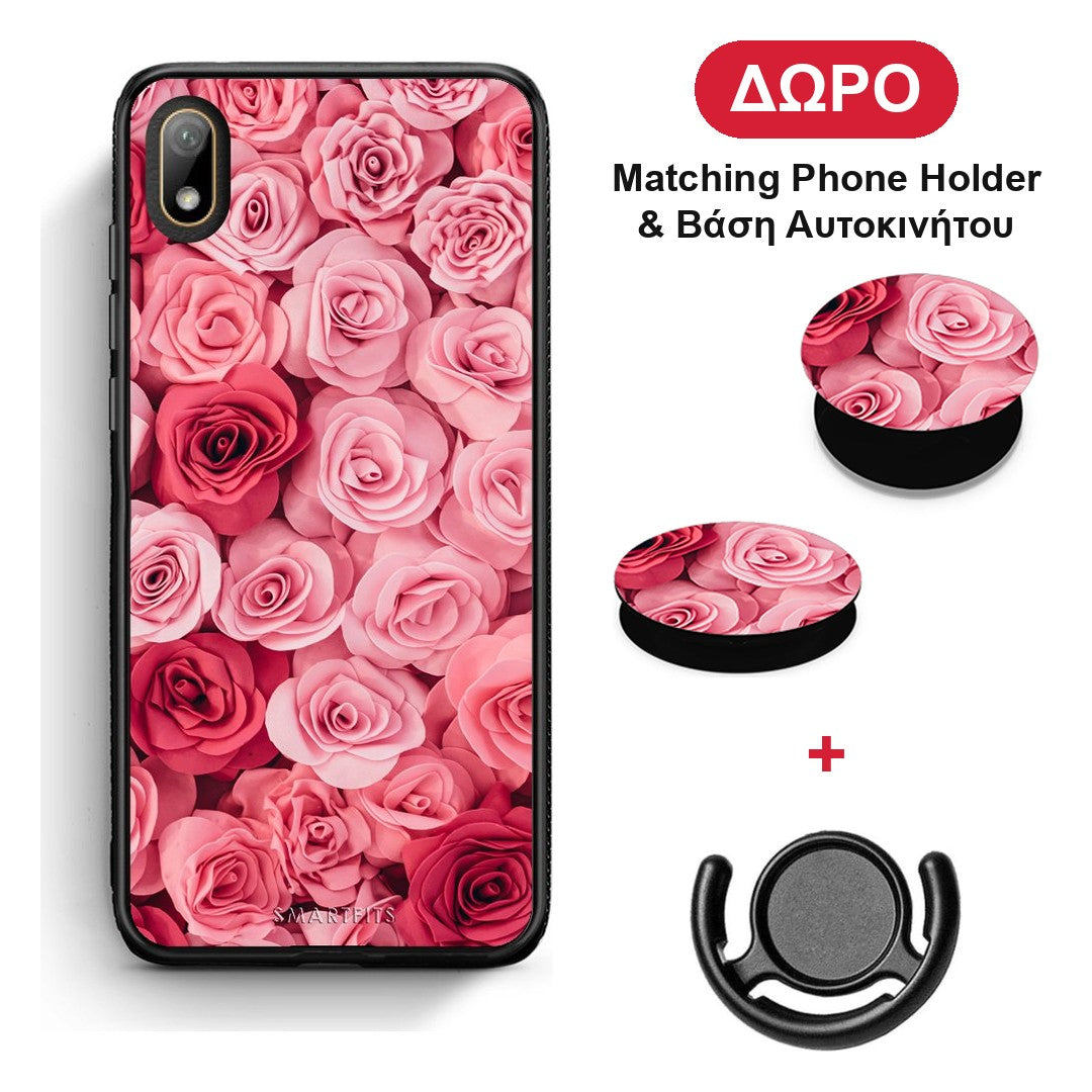 Valentine RoseGarden - Huawei Y5 2019 θήκη + Δώρο Phone Holder & Βάση Αυτοκινήτου