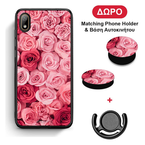 Valentine RoseGarden - Huawei Y5 2019 θήκη + Δώρο Phone Holder & Βάση Αυτοκινήτου