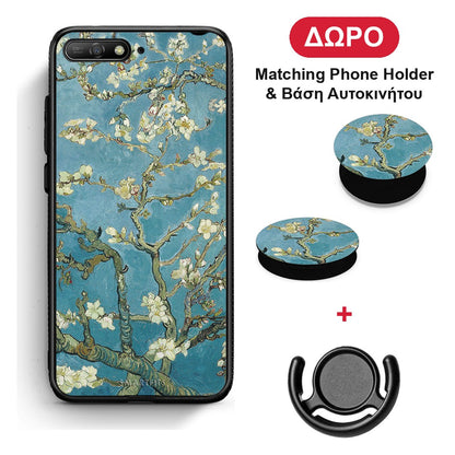 White Blossoms - Huawei Y6 2018 / Honor 7A θήκη + Δώρο Phone Holder & Βάση Αυτοκινήτου