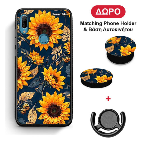 Autumn Sunflowers - Huawei Y6 2019 θήκη + Δώρο Phone Holder & Βάση Αυτοκινήτου