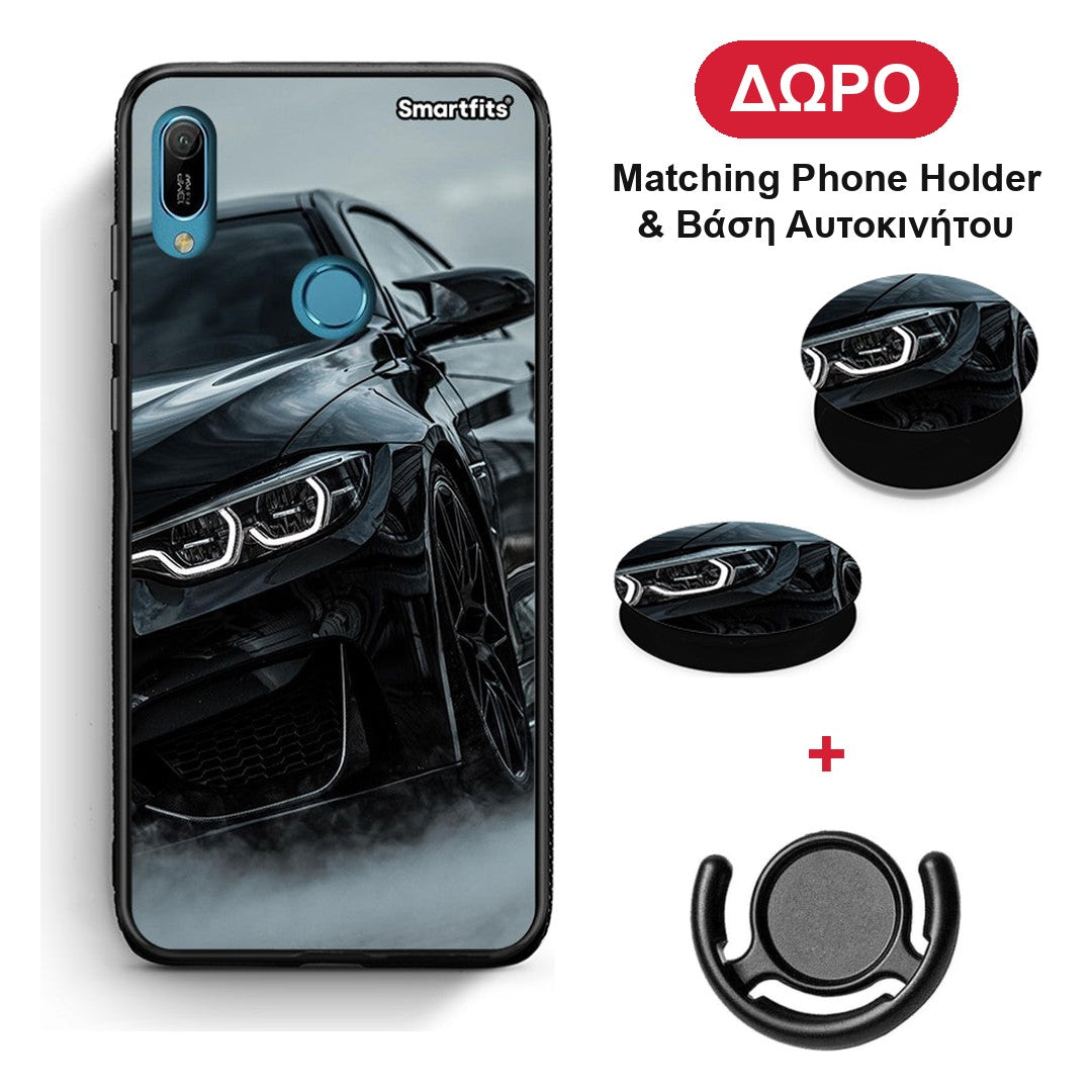 Black BMW - Huawei Y6 2019 θήκη + Δώρο Phone Holder & Βάση Αυτοκινήτου