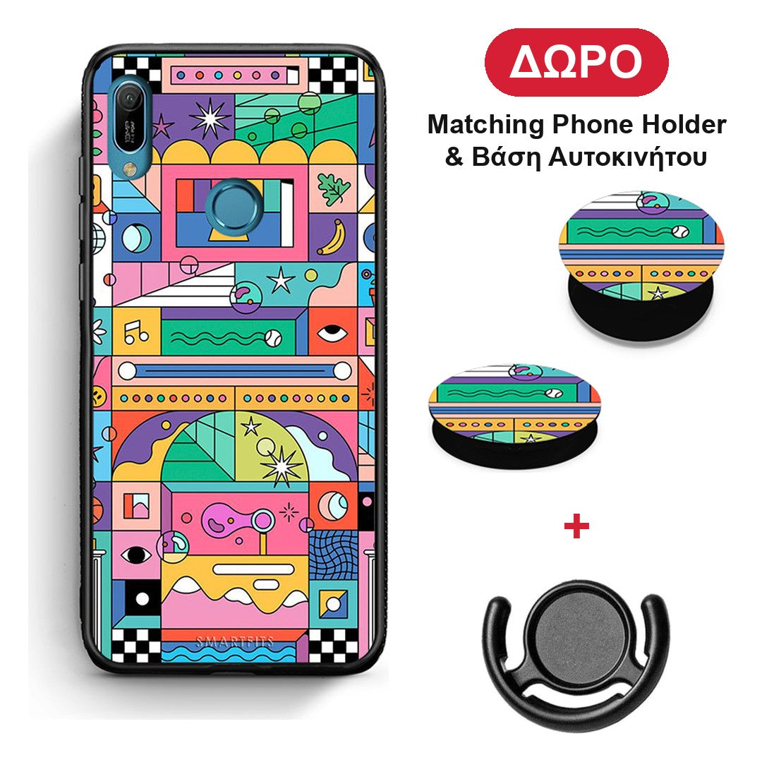 Bubbles Soap - Huawei Y6 2019 θήκη + Δώρο Phone Holder & Βάση Αυτοκινήτου