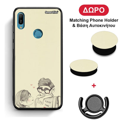 Carl And Ellie - Huawei Y6 2019 θήκη + Δώρο Phone Holder & Βάση Αυτοκινήτου