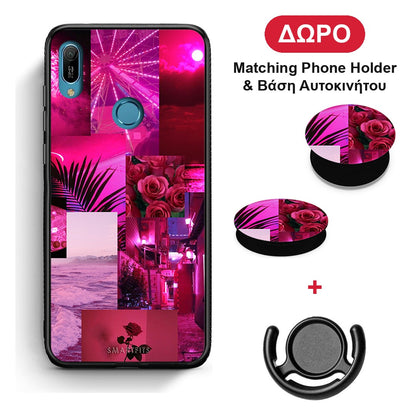 Collage Red Roses - Huawei Y6 2019 θήκη + Δώρο Phone Holder & Βάση Αυτοκινήτου