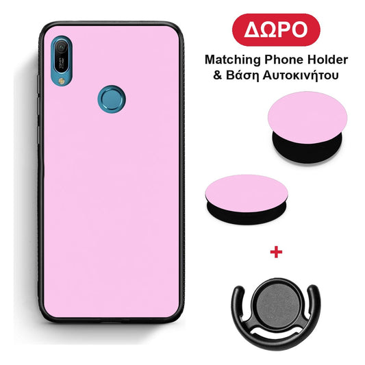 Cotton Candy Pink - Huawei Y6 2019 θήκη + Δώρο Phone Holder & Βάση Αυτοκινήτου