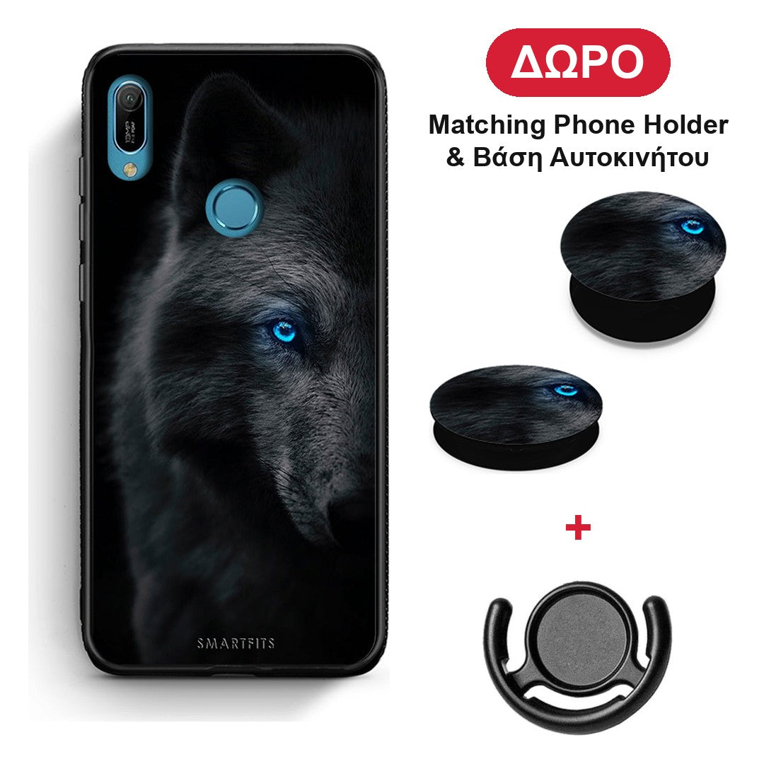 Dark Wolf - Huawei Y6 2019 θήκη + Δώρο Phone Holder & Βάση Αυτοκινήτου