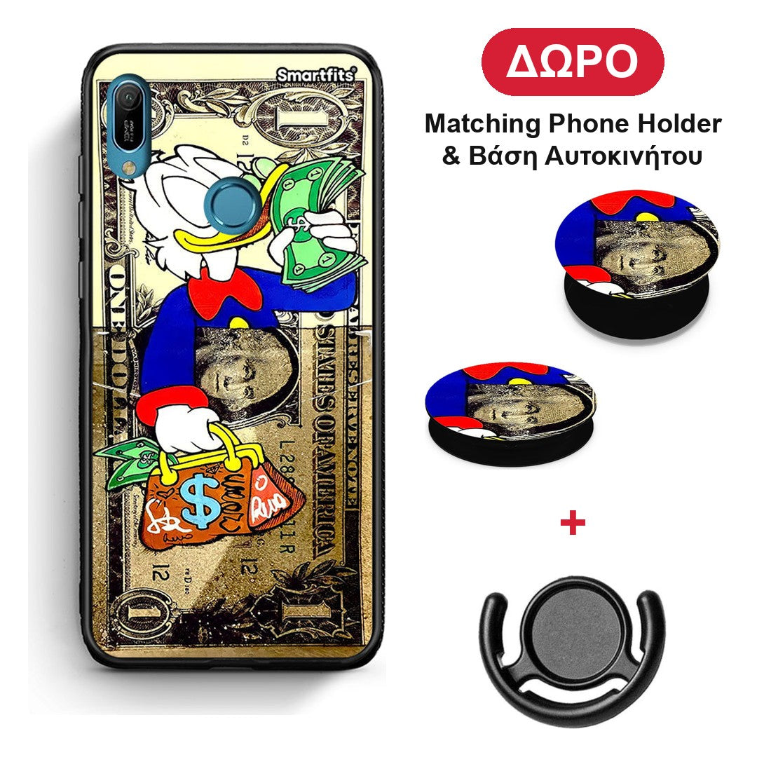 Duck Money - Huawei Y6 2019 θήκη + Δώρο Phone Holder & Βάση Αυτοκινήτου
