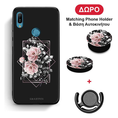 Flower Frame - Huawei Y6 2019 θήκη + Δώρο Phone Holder & Βάση Αυτοκινήτου