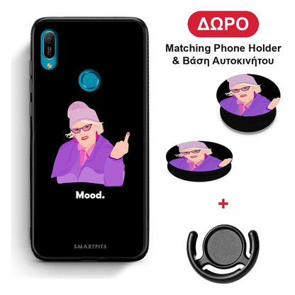 Grandma Mood Black - Huawei Y6 2019 θήκη + Δώρο Phone Holder & Βάση Αυτοκινήτου