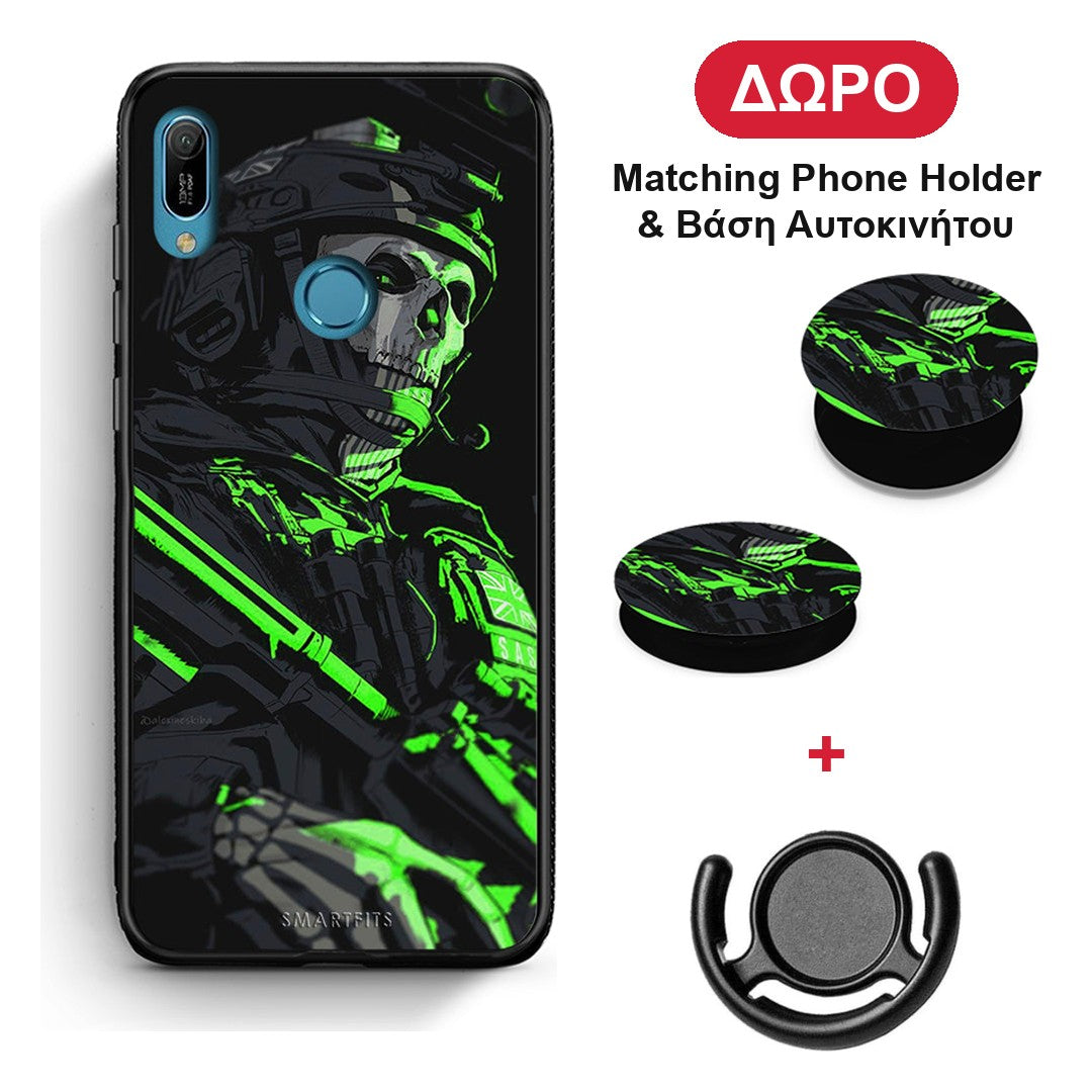 Green Soldier - Huawei Y6 2019 θήκη + Δώρο Phone Holder & Βάση Αυτοκινήτου