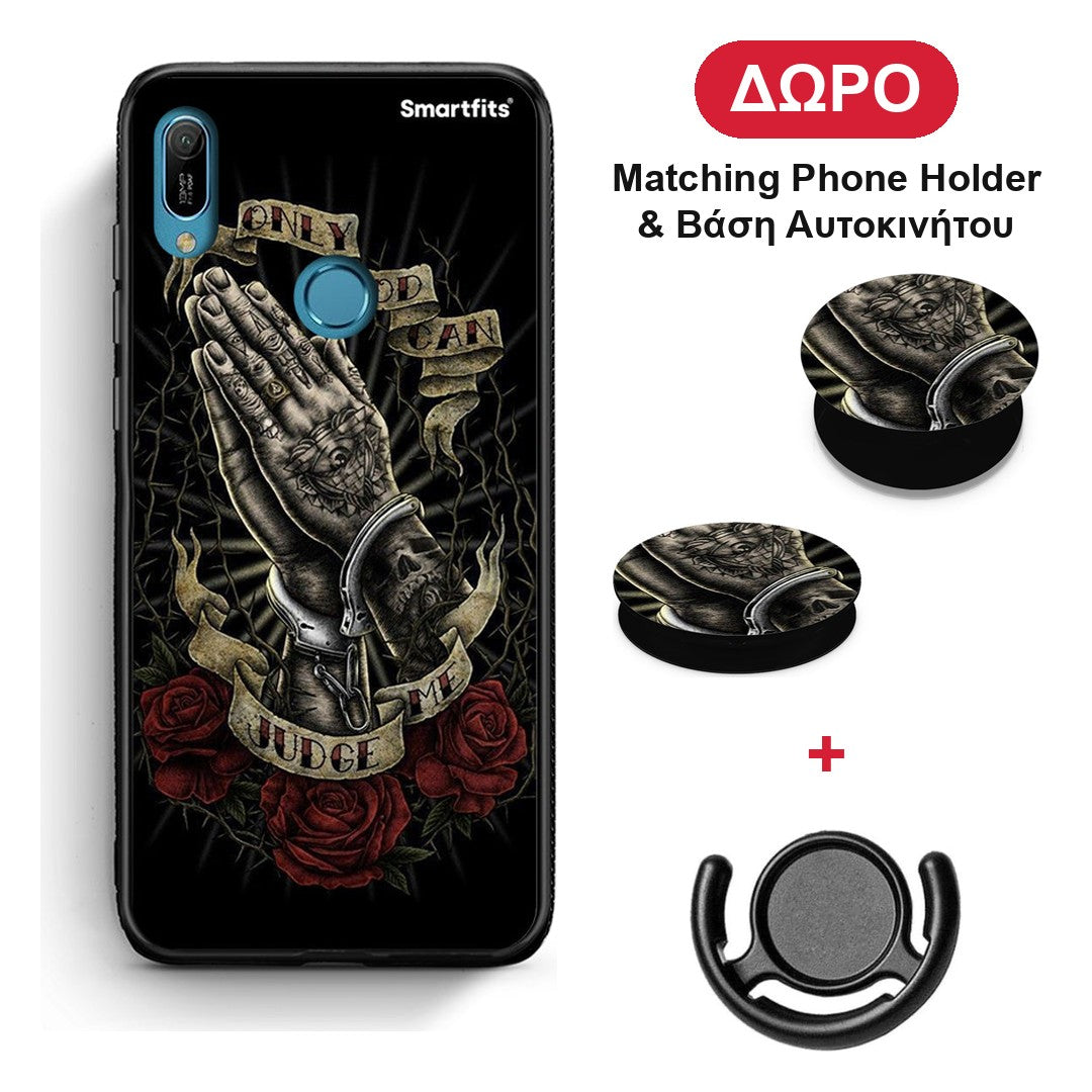 Judge By God - Huawei Y6 2019 θήκη + Δώρο Phone Holder & Βάση Αυτοκινήτου