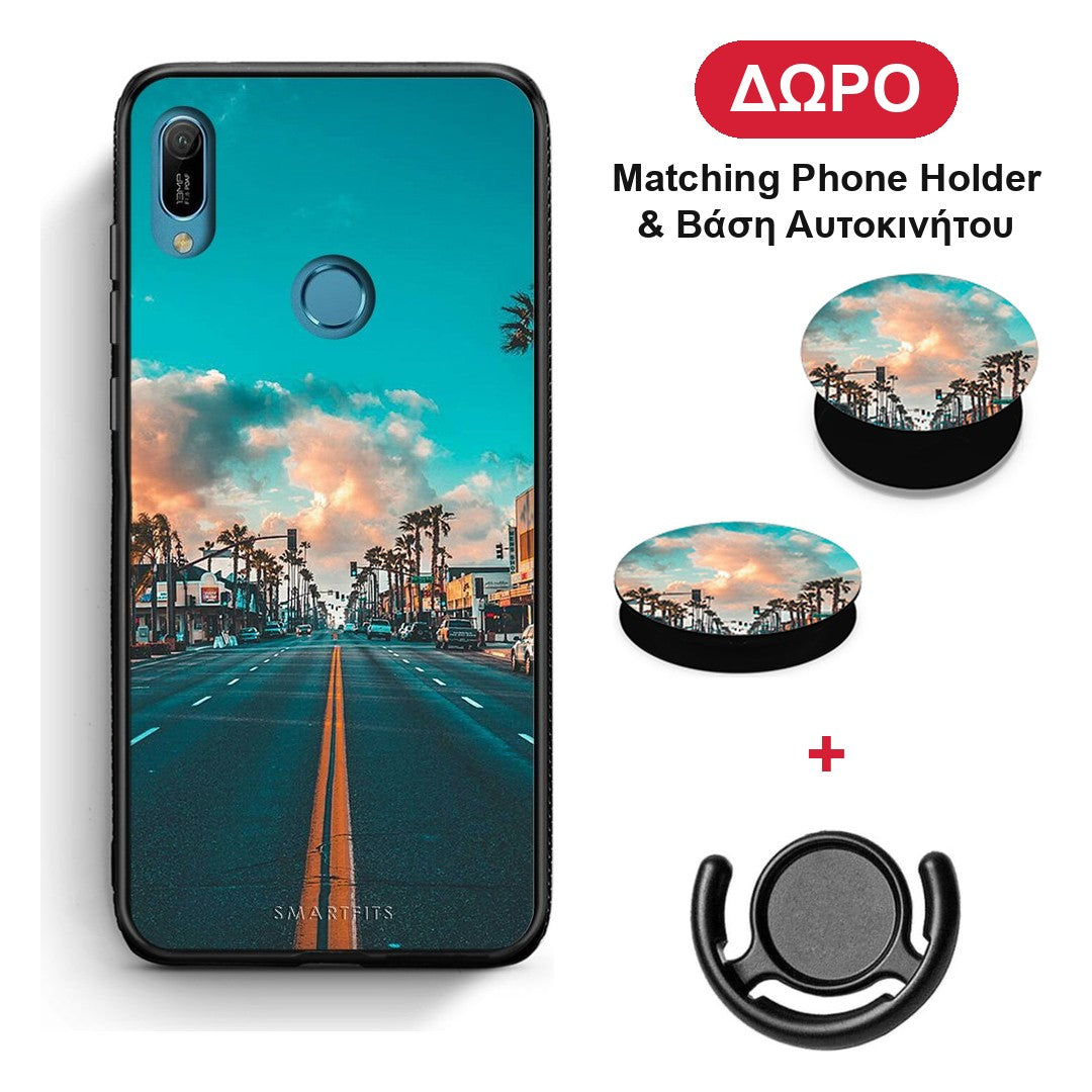 Landscape City - Huawei Y6 2019 θήκη + Δώρο Phone Holder & Βάση Αυτοκινήτου