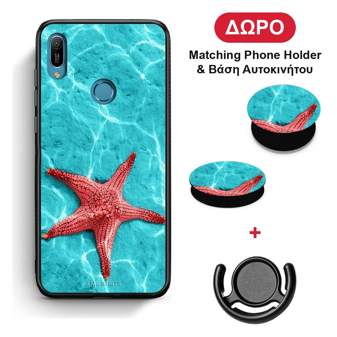 Red Starfish - Huawei Y6 2019 θήκη + Δώρο Phone Holder & Βάση Αυτοκινήτου