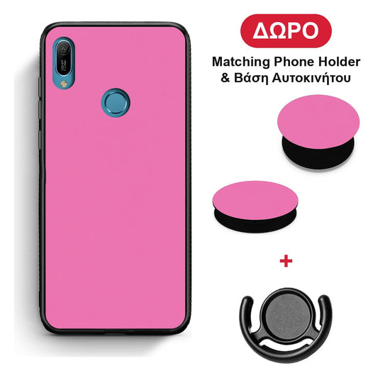Rose Pink - Huawei Y6 2019 θήκη + Δώρο Phone Holder & Βάση Αυτοκινήτου