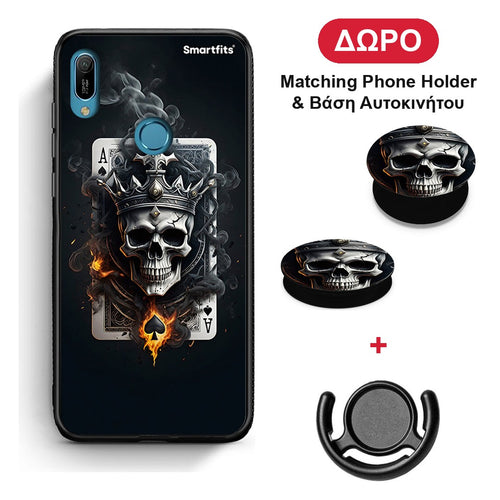 Skull King Ace - Huawei Y6 2019 θήκη + Δώρο Phone Holder & Βάση Αυτοκινήτου