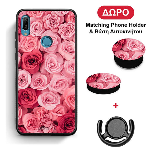 Valentine RoseGarden - Huawei Y6 2019 θήκη + Δώρο Phone Holder & Βάση Αυτοκινήτου