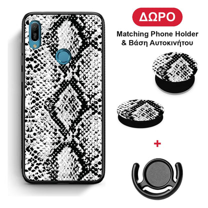 Animal White Snake - Huawei Y6 2019 θήκη + Δώρο Phone Holder & Βάση Αυτοκινήτου