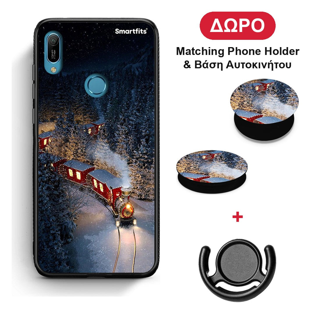 Xmas Train - Huawei Y6 2019 θήκη + Δώρο Phone Holder & Βάση Αυτοκινήτου