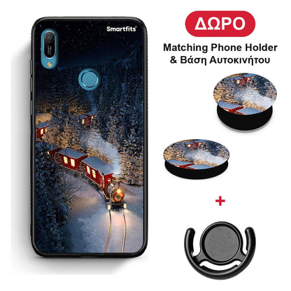 Xmas Train - Huawei Y6 2019 θήκη + Δώρο Phone Holder & Βάση Αυτοκινήτου