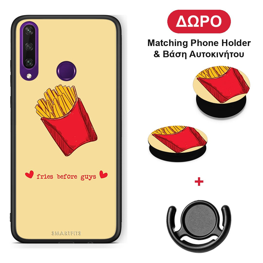 Fries Before Guys - Huawei Y6p θήκη + Δώρο Phone Holder & Βάση Αυτοκινήτου