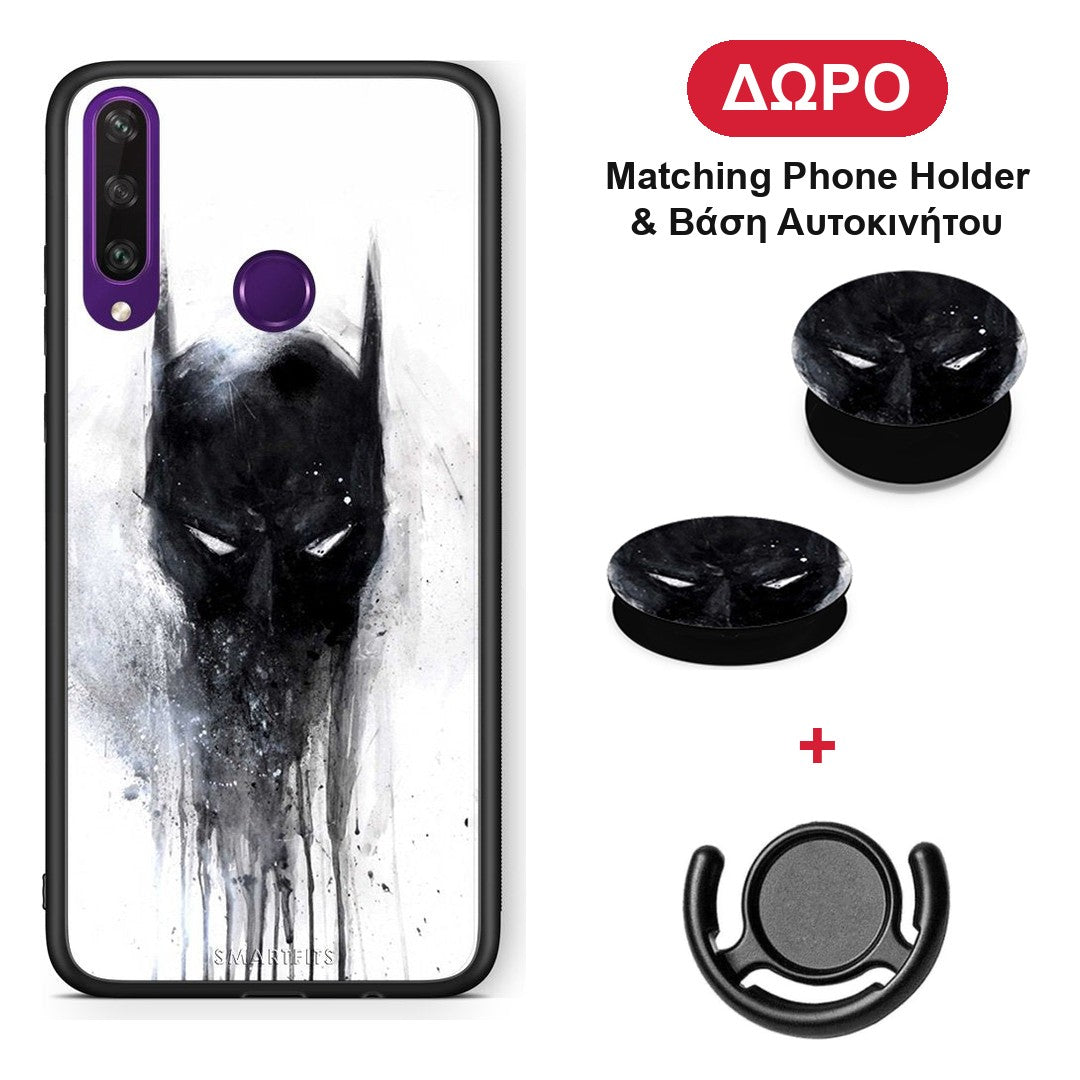 Hero Paint Bat - Huawei Y6p θήκη + Δώρο Phone Holder & Βάση Αυτοκινήτου