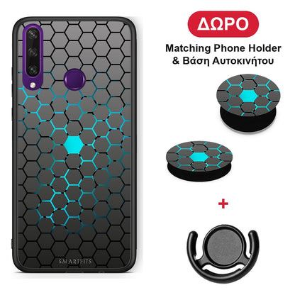 Geometric Hexagonal - Huawei Y6p θήκη + Δώρο Phone Holder & Βάση Αυτοκινήτου