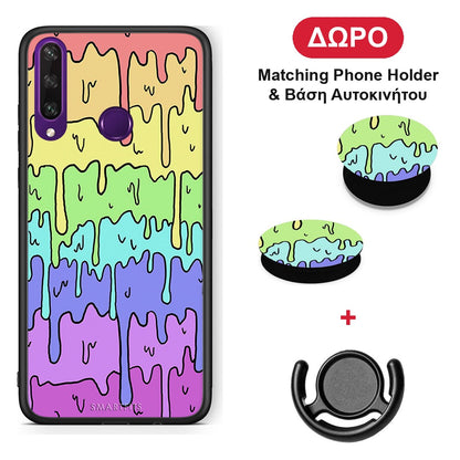 Melting Rainbow - Huawei Y6p θήκη + Δώρο Phone Holder & Βάση Αυτοκινήτου