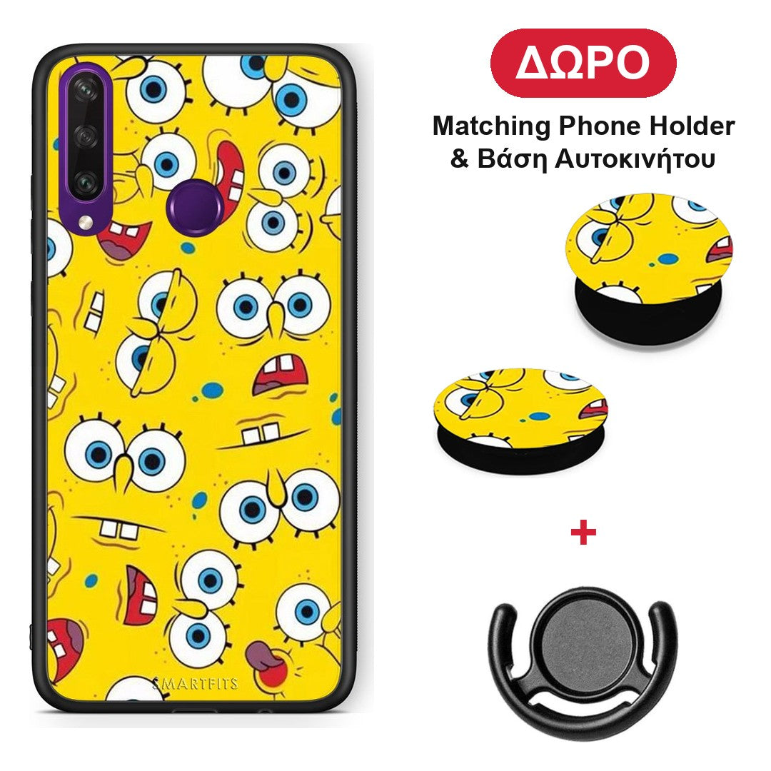 PopArt Sponge - Huawei Y6p θήκη + Δώρο Phone Holder & Βάση Αυτοκινήτου