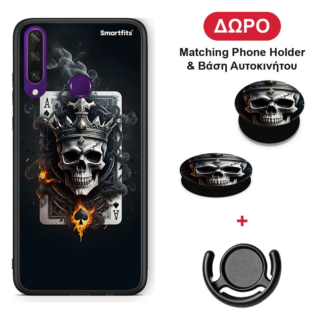 Skull King Ace - Huawei Y6p θήκη + Δώρο Phone Holder & Βάση Αυτοκινήτου