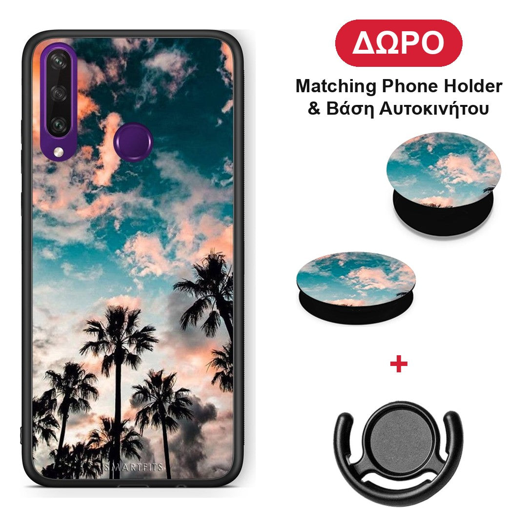 Summer Sky - Huawei Y6p θήκη + Δώρο Phone Holder & Βάση Αυτοκινήτου