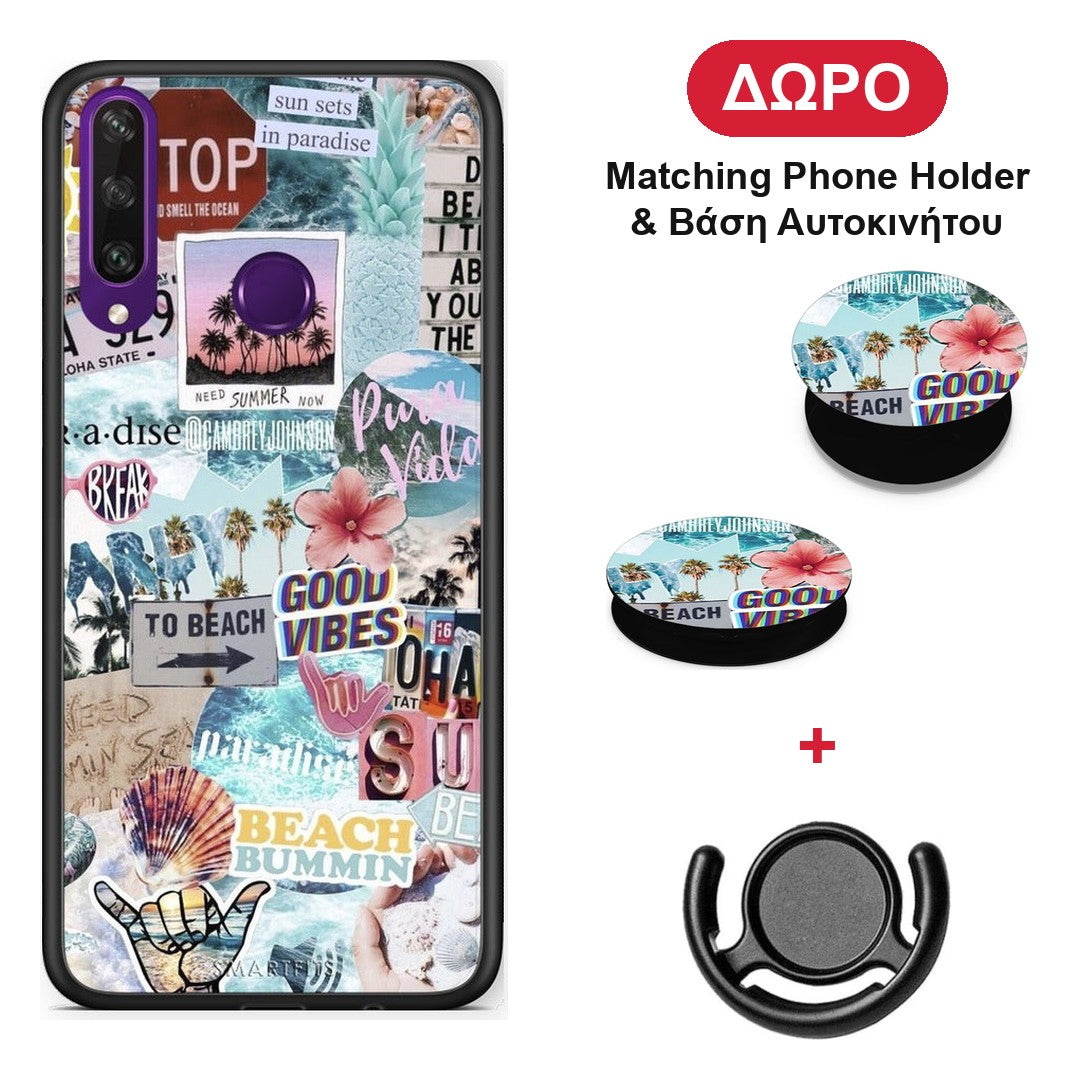 Summer Vibes - Huawei Y6p θήκη + Δώρο Phone Holder & Βάση Αυτοκινήτου