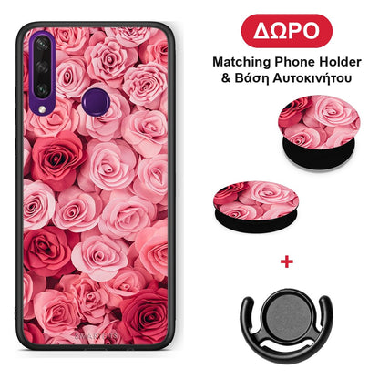 Valentine RoseGarden - Huawei Y6p θήκη + Δώρο Phone Holder & Βάση Αυτοκινήτου