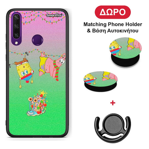 Xmas Lights - Huawei Y6p θήκη + Δώρο Phone Holder & Βάση Αυτοκινήτου