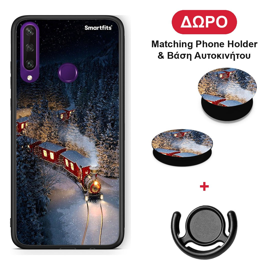 Xmas Train - Huawei Y6p θήκη + Δώρο Phone Holder & Βάση Αυτοκινήτου