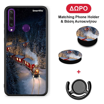 Xmas Train - Huawei Y6p θήκη + Δώρο Phone Holder & Βάση Αυτοκινήτου