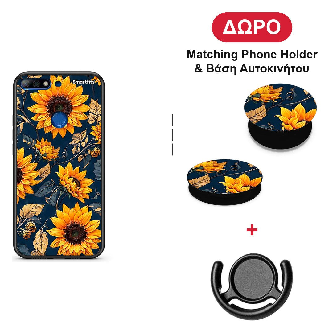 Autumn Sunflowers - Huawei Y7 2018 / Prime Y7 2018 / Honor 7C θήκη + Δώρο Phone Holder & Βάση Αυτοκινήτου